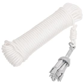 Folding Anchor with Rope Silver 1.5 lb Hot Dip Galvanized Cast Iron