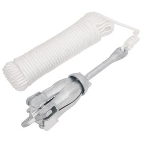 Folding Anchor with Rope Silver 13.2 lb Hot Dip Galvanized Cast Iron