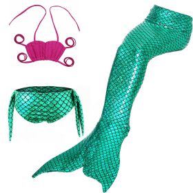 3PCS Kids Girls Swimsuit Bathing Suits Bikini Fish Tail Set (Color: Green)