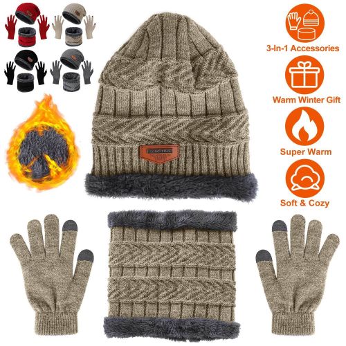 Winter Knitted Hat Scarf Gloves 3Pcs Winter Warm Beanie and Touch Screen Gloves Scarf Set Knit Beanie Skull Cap Neck Warmer Mittens for Men Women Winter Knitted Hat Scarf Gloves 3Pcs Winter Warm Beanie and Touch Screen Gloves Scarf Set Knit Beanie Skull Cap Neck Warmer Mittens for Men Women