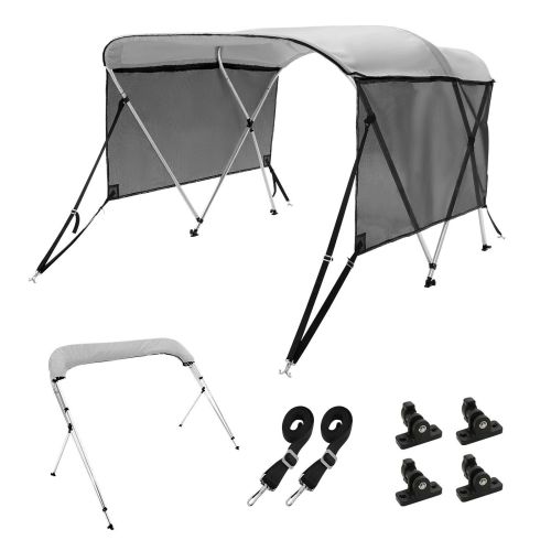 VEVOR 3 Bow Bimini Top Boat Cover, Detachable Mesh Sidewalls, 600D Polyester Canopy with 1" Aluminum Alloy Frame, Includes Storage Boot