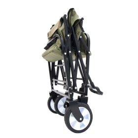 Collapsible Foldable Wagon Cart with strapping system, Beach Wagon , Utility Cart (Color: as Pic)